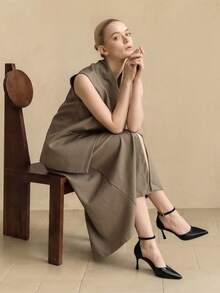 Fall/Winter 2025 Inch Pointed Toe Thick High Heel Casual Fashion Ladies Pumps, Elegant - Black - View 5