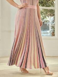 MOTF PREMIUM FALDA DE PUNTO A RAYAS TALLA GRANDE - Rosa - Ver 6