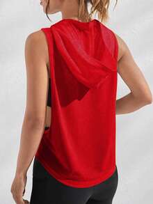 Easithlete Women's Casual Hooded Sleeveless Sweatshirt For Sports & Daily Wear - Red - View 2