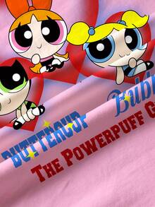 THE POWERPUFF GIRLS X SHEIN 少女百搭圆领短袖T恤 - - 白色 - 查看 7