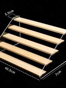 1pc Wooden Multilayer Stepped Display Stand, Wooden Multi-Tier Storage Display Riser For Collectibles, Action Figures, Perfume, Cosmetics, Multipurpose Display Shelf - Beige - View 12