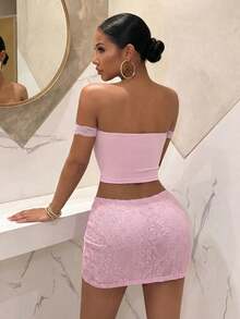 Slaydiva New Summer Sexy Sweet Bombshell Party Club Valentine's Day Date Lace Bustier Mini Dress - Pink - View 3