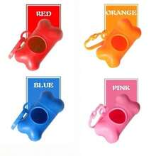 1pc Bone Shaped Dog Poop Bag Dispenser, Dog Waste Bag Holder, Small Dog Bag Dispenser With Hook For Pet Puppy Walking Hiking Camping - Multicolor - View 3