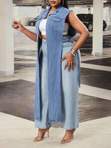 SHEIN Slayr Summer New Washed Blue Denim Loose Jacket - Blue - View 3