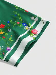 ROMWE MEN Prep Camiseta de manga corta con estampado de eslogan para hombres, adecuada para primavera y verano - Verde - Ver 4