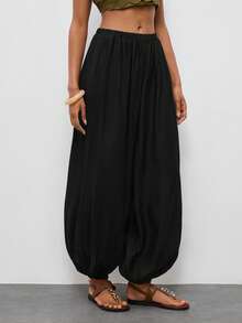 Maija Women's Solid Color Casual Pants - Black - View 6