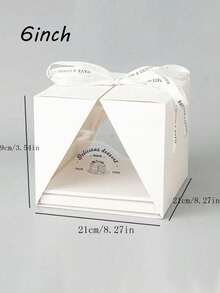 1 Cake Box With Handle, Available In 4/6/8 Inches, Handmade, Suitable For Packaging And Decoration At Weddings, Birthday Parties And Celebrations. - Clear - View 12