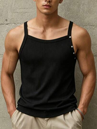 Manfinity AFTRDRK Áo tank top nam màu trơn, kiểu dáng thường ngày, đa năng cho mùa hè.