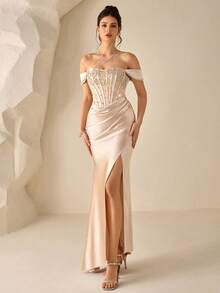Women Cocktail Dresses - Champagne - View 4