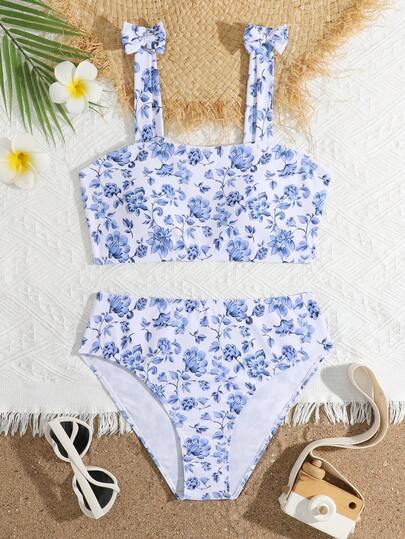 SHEIN Teen Girls Cute Digital Print Knit Fabric Bowknot Strap Bikini Set Two Piece Swimsuit Teen Girls Two Piece Bathing Tween Girls Tween Floral Swimsuit High Waist Swimsuit Set Gurls Teen Two Piece Summer Swimsuits Two Piece Teen High Waisted Bikini Summer Two Piece Girls Teen Two Piece Summer Girls Swim Two Piece Teen Modest Two Piece Swimsuit Modest Bikini Set
