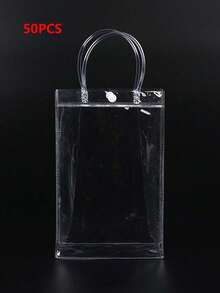 20/50pcs Tote Bags, Flower Bags, Gift Transparent Bags, Reusable With Snap Buttons For Holiday Parties, Universal Souvenir Bags - Clear - View 11