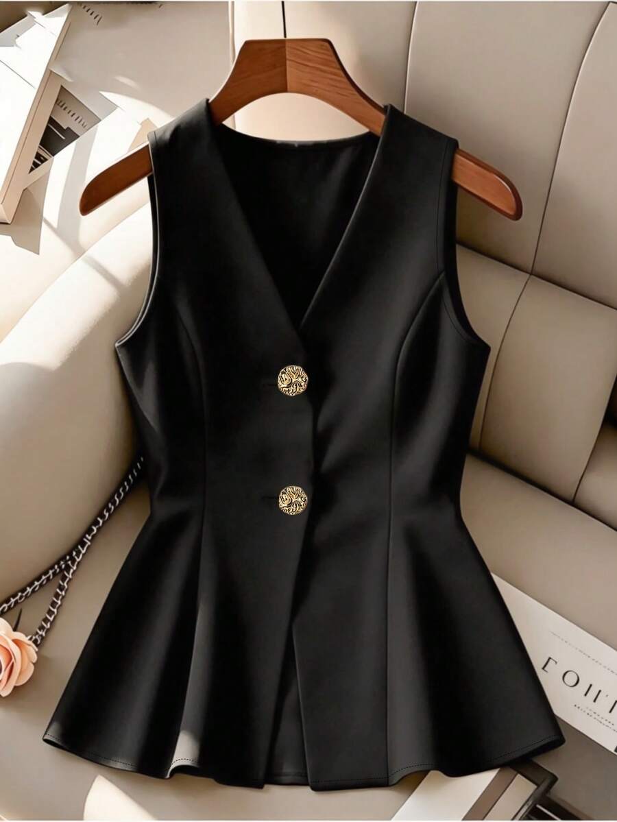 GlowEve Áo vest nữ màu vàng nhạt thanh lịch, thắt eo, thích hợp cho ngày Valentine, mặc hàng ngày, hẹn hò, áo vest mùa hè nhẹ nhàng. - màu đen - Xem 1