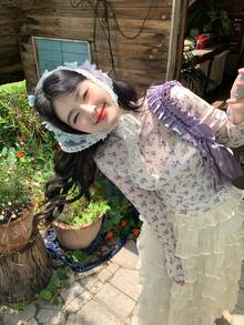 DAZY 女士高领全印花长袖舒适T恤，春夏款 - 米色 - 查看 8