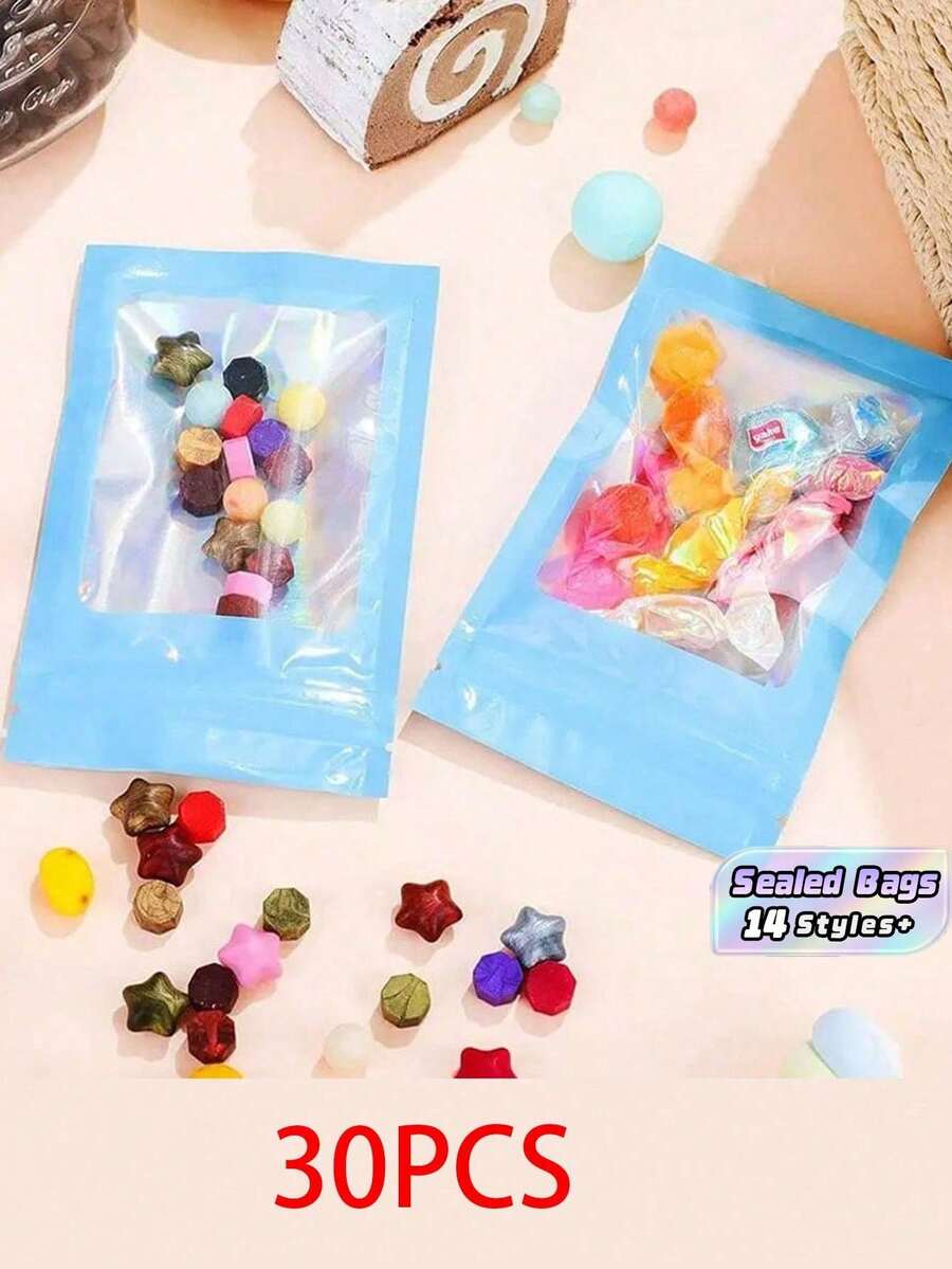 Rainbow Holographic Sealed Bags Metallic Foil Pouch Self Locking Bags Jewelry Packaging Shiny Colorful Aluminum Foil Bags For Gift Party Festival Wedding Christmas Birthday Cosmetics Accessories Storage - Multicolor - View 1