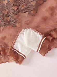 Elorette 3pcs/Set Sweet Heart Jacquard Mesh Lace Trim Panties - Multicolor - View 10