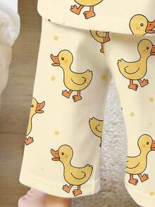 男婴卡通鸭子印花短袖上衣和裤子套装，宽松休闲风格，适合夏季穿着 - 彩色 - 查看 3