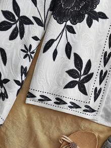 Travachic Chaqueta regular de manga larga con estampado de vacaciones para mujeres - Blanco y Negro - Ver 4