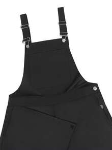 Manfinity Hypemode Peto negro de talla grande para hombres, mono de moda sencillo, casual y versátil - Negro - Ver 5