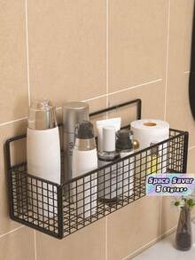 1/3pcs Iron Kitchen & Bathroom Wall Mounted Storage Rack, Large ...