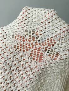 Áo choàng tam giác đan móc gợi cảm, áo croptop khoét rỗng cho kỳ nghỉ biển dành cho nữ - Màu be - Xem 5