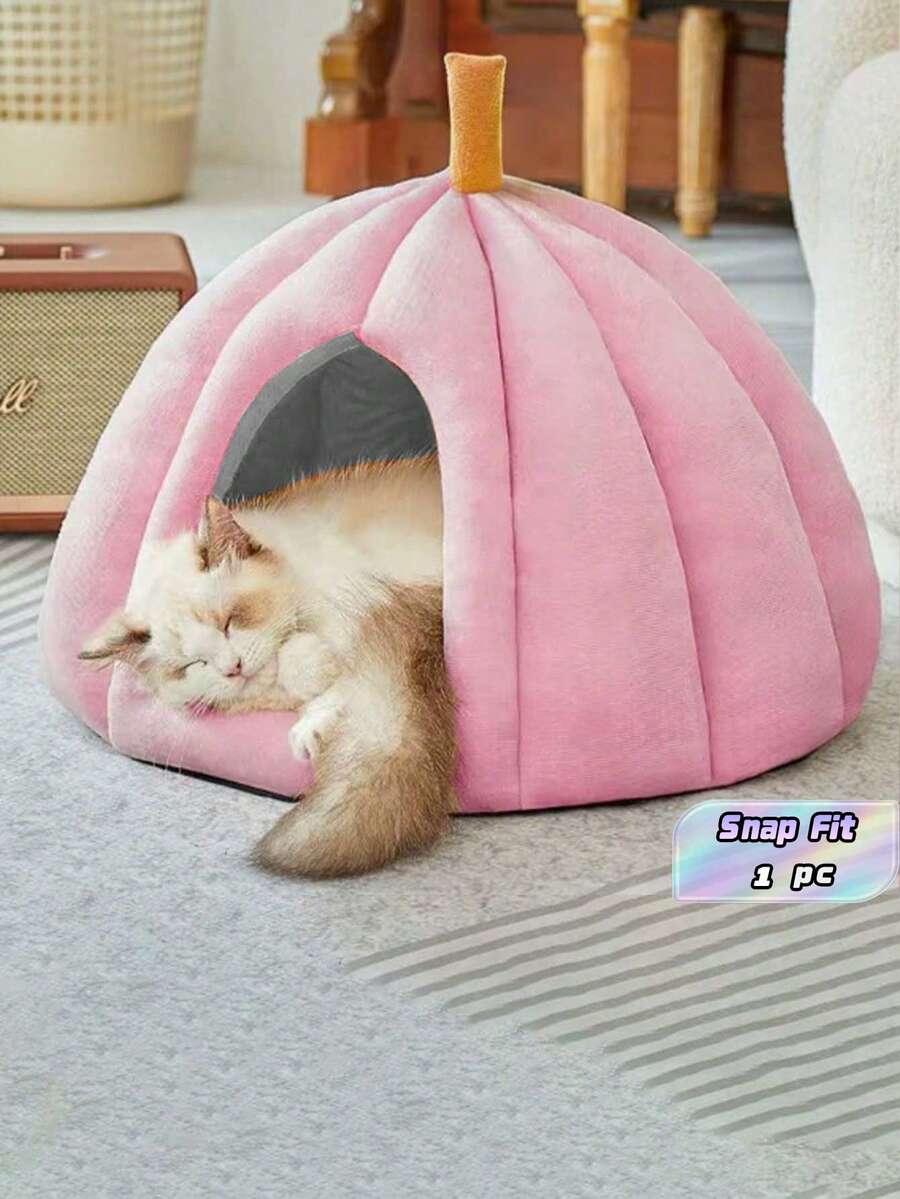 猫窝狗窝四季通用冬季保暖封闭式安全猫床宠物狗窝秋冬猫屋猫睡垫宠物窝垫宠物用品猫床垫猫窝垫狗床狗窝垫宠物窝垫 - 淺粉色 - 查看 1