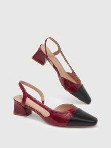 CUCCOO BIZCHIC Women's Pointed Toe Contrast Color Everyday Fashionable High Heels Valentine's Day Spring Shoes - Burgundy - View 3