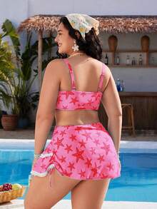 Swim Mod Áo tắm mùa hè dễ thương và tinh nghịch dành cho nữ, họa tiết ngôi sao. - Hồng - Xem 2