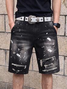 Manfinity EMRG Quần short denim nam thời trang, thoải mái, đa năng, thích hợp mặc hàng ngày, mùa hè. - màu đen - Xem 3