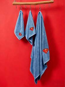 SUPERMAN X SHEIN 1 miếng bọt biển hoạt hình, khăn tắm in hình, khăn tắm biển, có thể dùng ở bãi biển, khăn bơi. - Màu xanh lam - Xem 3