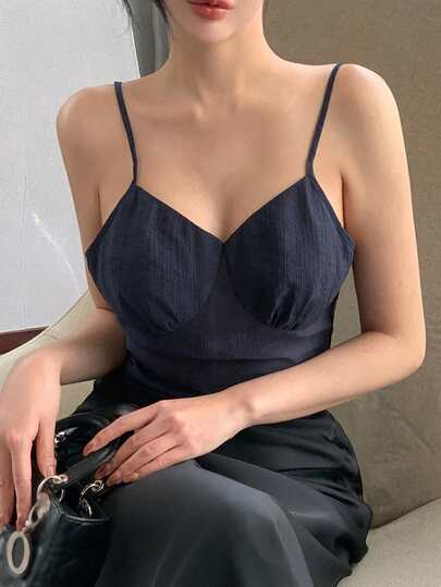 DAZY 纯色露背系带短款蝴蝶结休闲度假夏季吊带背心（女款）