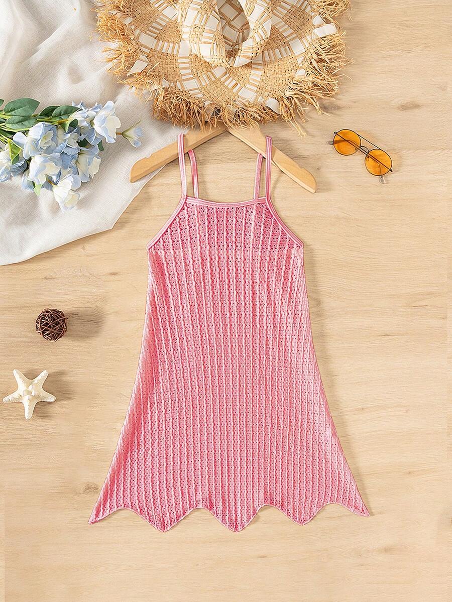 SHEIN Tween Girl Solid Cover Up Dress - Pink - View 1