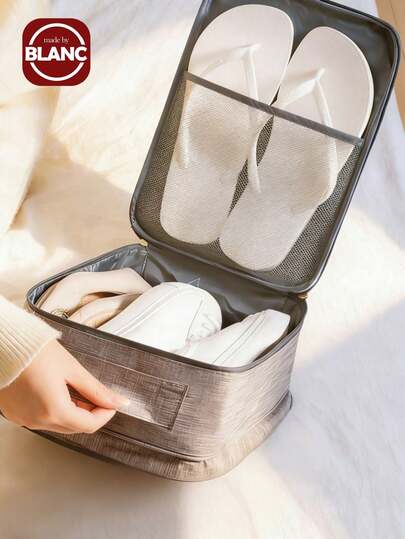 Madebyblanc 1 Túi đựng giày du lịch dung tích lớn, chứa được 3 đôi giày, túi đựng giày thể thao di động tiện dụng để đóng gói trong vali, phụ kiện hành lý, màu xám xanh, chống nước và chống bụi, thích hợp cho nam nữ đi công tác, du lịch.