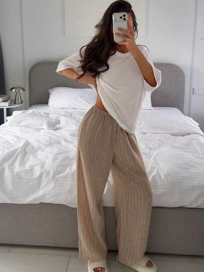 DAZY Women's Comfortable Short Sleeve Pajama Set