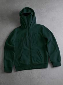 PAVTROS Áo Hoodie Cổ Khóa Kéo Thêu Chữ Cá Nhân Hóa Dành Cho Nam, Phong Cách Đường Phố, Bạn Bè, Phối Đôi, Rộng Rộng, Dành Cho Nam, Hình In, Phong Cách Nhật Bản, Unisex, "Tôi Yêu Bạn Gái Tôi" - Màu xanh lá cây đậm - Xem 3