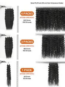 Boho Braids Tóc giả móc sợi xoăn sóng nước 60g 50 sợi dành cho nữ, dài 14-22 inch, 100% tóc người Remy, đã được tách sẵn, nút thắt vô hình, kiểu lông vũ, tóc nối phong cách Boho, màu đen tự nhiên 1B# - S1B - Xem 6