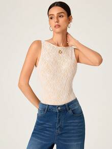 SHEIN BASICS Bodys para mujer - Blanco - Ver 6