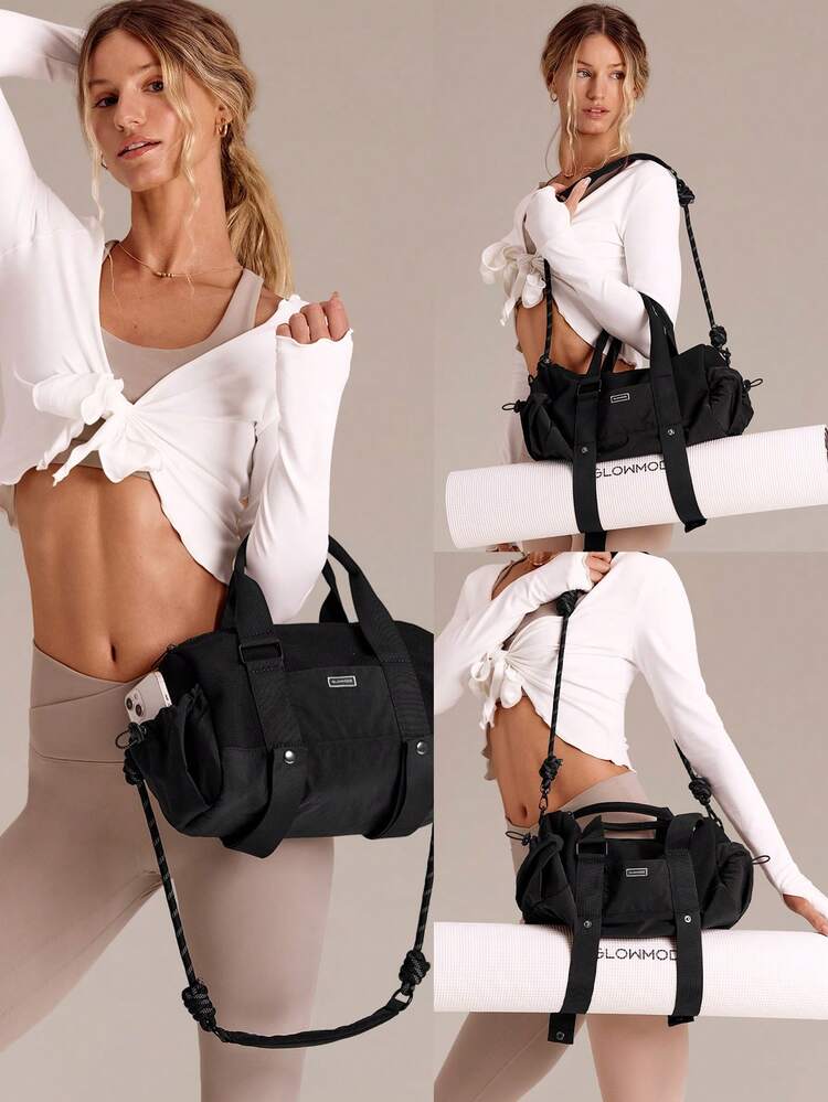 Medium 8L StudioFlow Water-Resistant Shoulder Crossbody Yoga Mat Carry Tote Bag With Multiple Pockets Gym Studio Travel Training Daily Wear