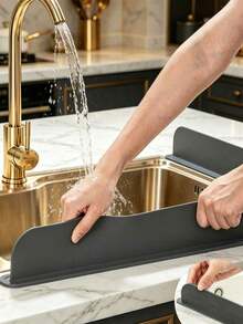 1pc Durable Silicone Splash Guard , Kitchen Sink Splash Protector, Water-Resistant Barrier To Prevent Spills, Protects Countertops From Water Stains, Suitable For Home And Professional Use In Kitchen And Lab Sinks, Basins And Bowls (Please Read Installation Instructions Carefully, Improper Installation May Cause Instability) - View 5