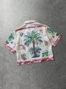 Men's Loose Fit Short Sleeve Vacation Shirt - Apricot - View 2