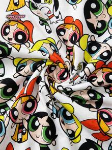 THE POWERPUFF GIRLS X SHEIN Maija Kids Áo tank top không tay cổ tròn, chất liệu mềm mại, họa tiết hoạt hình dành cho bé gái. - Nhiều màu - Xem 5