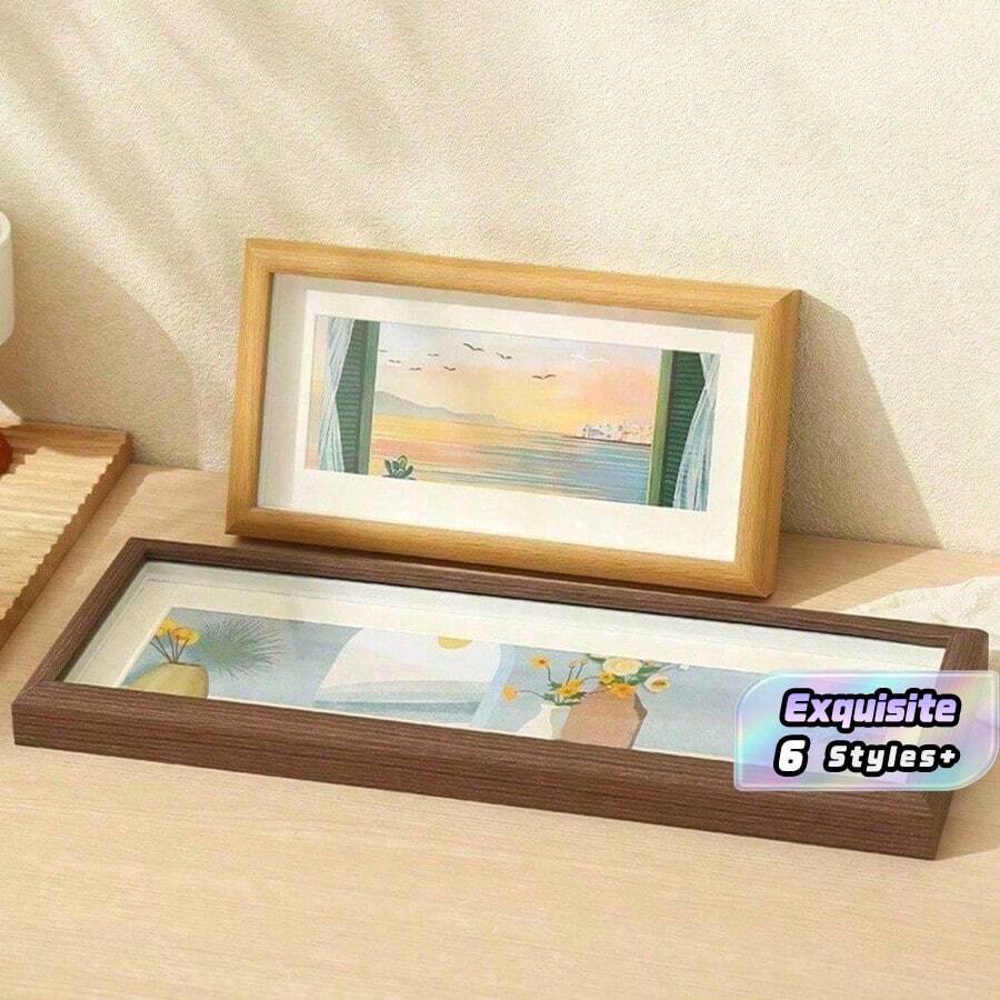 1 khung ảnh gỗ hình chữ nhật đơn giản, sáng tạo, có thể để bàn, dùng để viết thư pháp và vẽ tranh, với các câu trích dẫn, phong cách retro. - Nhiều màu - Xem 1