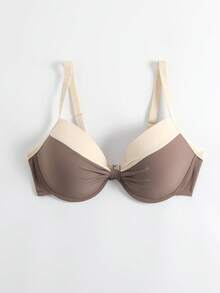 Voyashape 2026 New DD+ Women Swimwear,White Contrast Twist Knot Separate Top,Elegant Sexy Summer Beach Swimming Vacation Island Resort Style Casual Versatile - Coffee Brown - View 6
