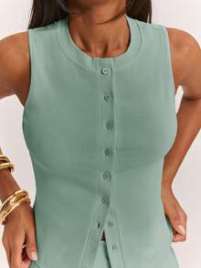 IN  Conjunto de 2 piezas: Top de punto a rayas amarillo pálido y minifalda de cintura baja, ideal para brunch de mujer, vacaciones en crucero, escapada a Ibiza y atuendos de trabajo. SL3N - verde menta - Ver 8