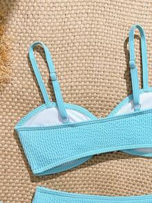 SHEIN Teen Girl Fashionable Minimalist Metal Starfish Decor Bikini Set - Blue - View 5