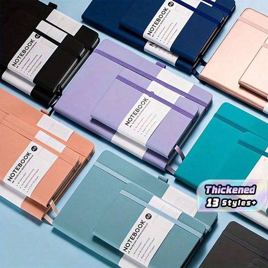 1PC X Milania Lined Notebook, A5/A6 College Ruled Thick Paper Journal Diary, Horizontal Ruled Leather Pocket Notebook , Suitable For Writing, Hardcover Notebook, Suitable For Women Men Office School Back To School - Multicolor - View 1