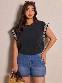 Elaquor 大尺碼女款夏季休閒上衣 1950年代復古傳統 90年代蝴蝶結裝飾 T-shirt 春季度假波西米亞風洋裝 深綠色 - 黑色 - 查看 7