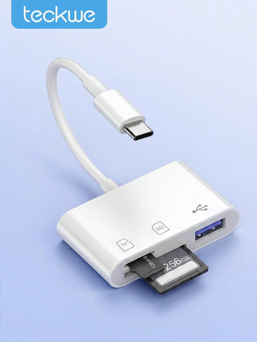 Teckwe 3-In-1 Type-C OTG SD/TF Card Reader With USB Port - View 1