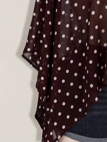SHEIN ICON 大码女式夏季度假豹纹雪纺罩衫 - 棕色 - 查看 10