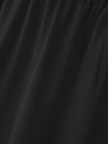 GlowEve CURVE 大码纯色褶裥下摆优雅拉链半身裙 - 黑色 - 查看 3