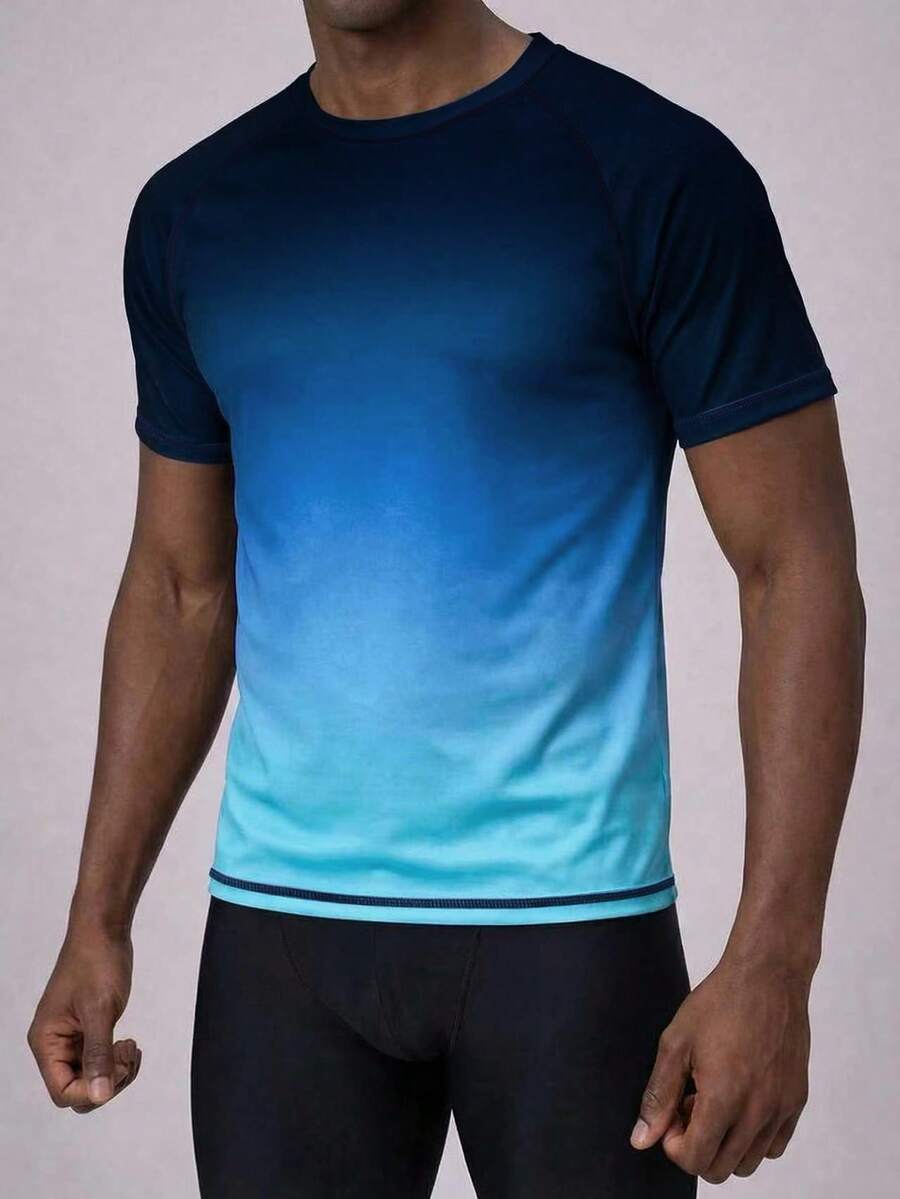 CoralVoy Men's Gradient Color Short Sleeve Rashguard